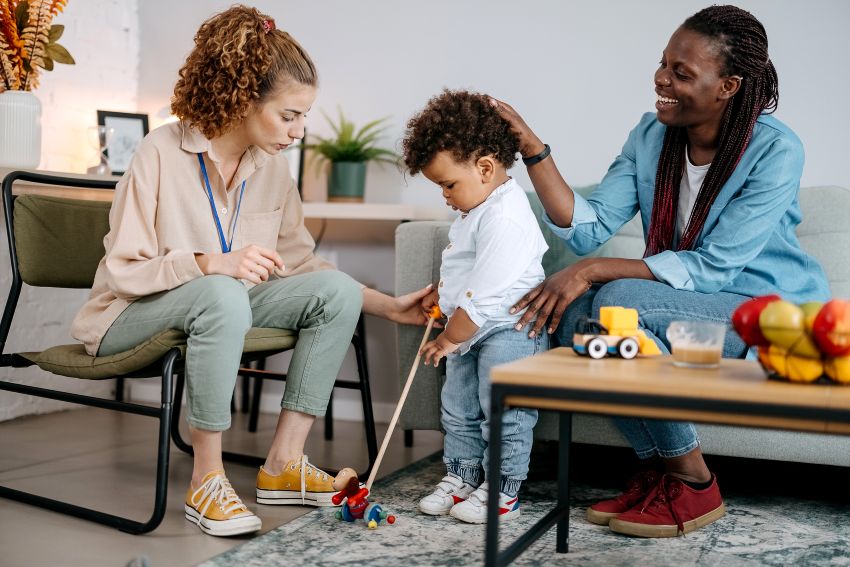 Behavior Analyst and the Mother with Her Son at Home